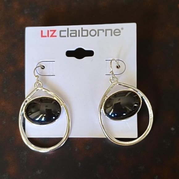 Liz Claiborne pierced earrings silver with black NWT - Picture 16 of 16